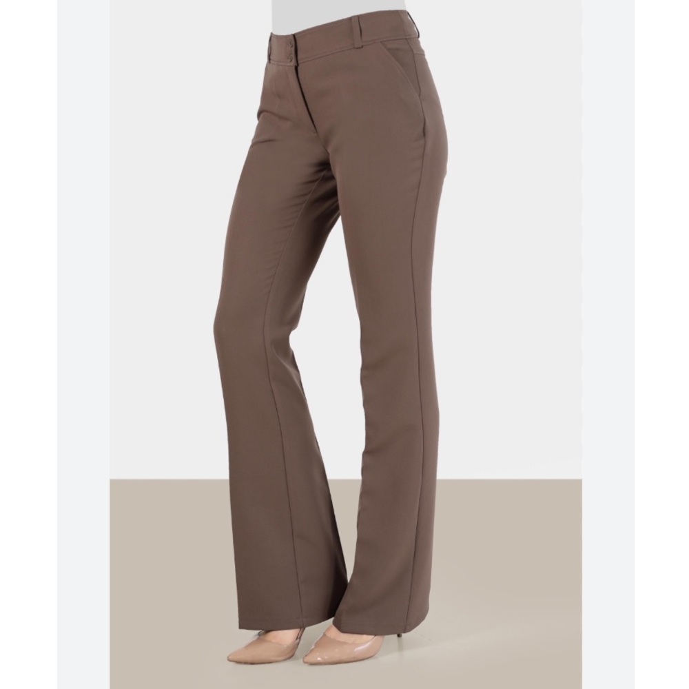 ZARA Brown Tailored Bootcut Trousers Khakis Chinos Work Pants